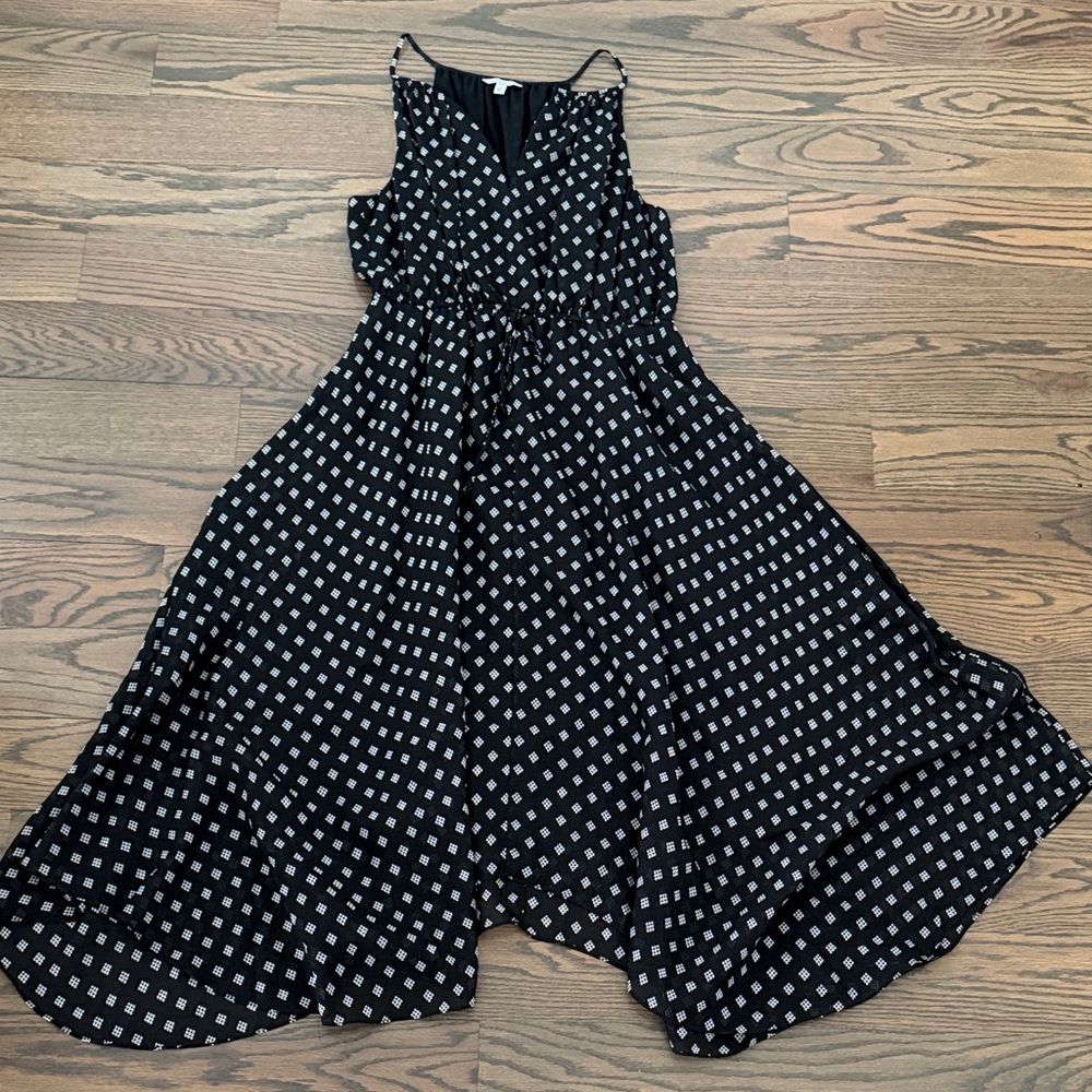 Joie Black Sleeveless Maxi Dress with White Geometric Print
